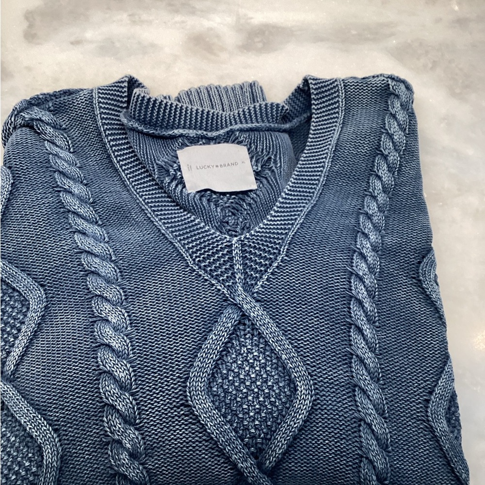 Lucky Brand Blue Cable Knit Sweater